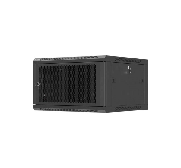 LANBERG WALL-MOUNTED INSTALLATION RACK CABINET 19" 6U 600X600 BLACK, PERFORATED DOOR (FLAT PACK)