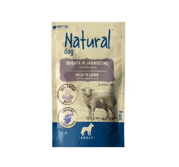 NATURAL Lamb with blueberries - wet dog food - 500g