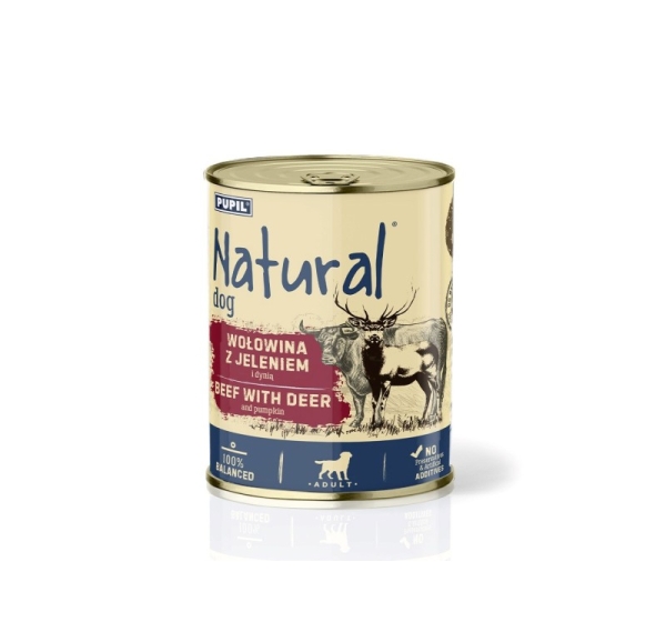 NATURAL Beef with venison and pumpkin - wet dog food - 800g