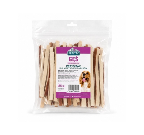 PETITTO Soft goose sandwiches - dog treat - 500g