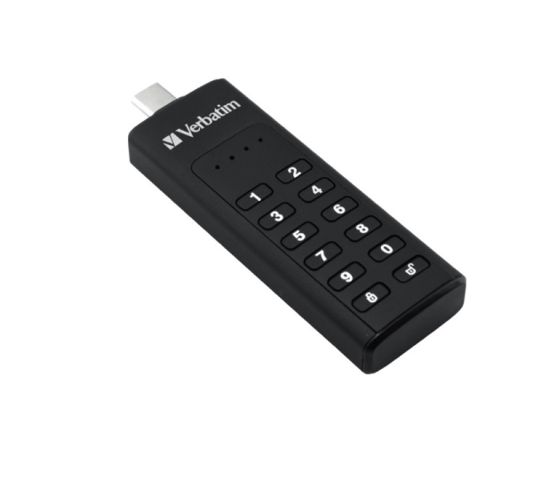 Verbatim Keypad Secure - USB-C Drive with Password Protection and AES-256 HW encryption to protect your data - 128 GB - Black