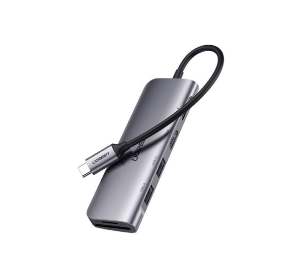 Ugreen Ugreen CM195 ​​6in1 adapter USB-C - HDMI / 2x USB-A 3.0 / USB-C PD / SD / TF reader - gray