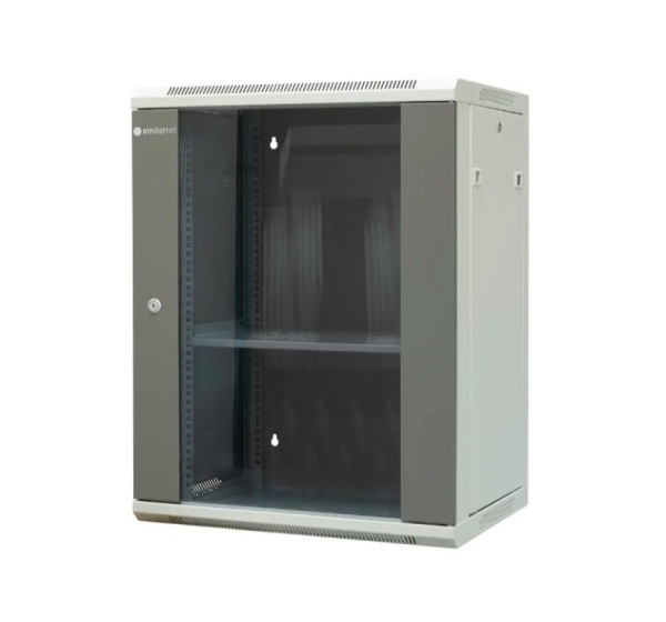 EMITERNET Separate hanging cabinet 19" 15U, sheet metal/glass door, 600×450×770mm width/depth/height EM/AP6415