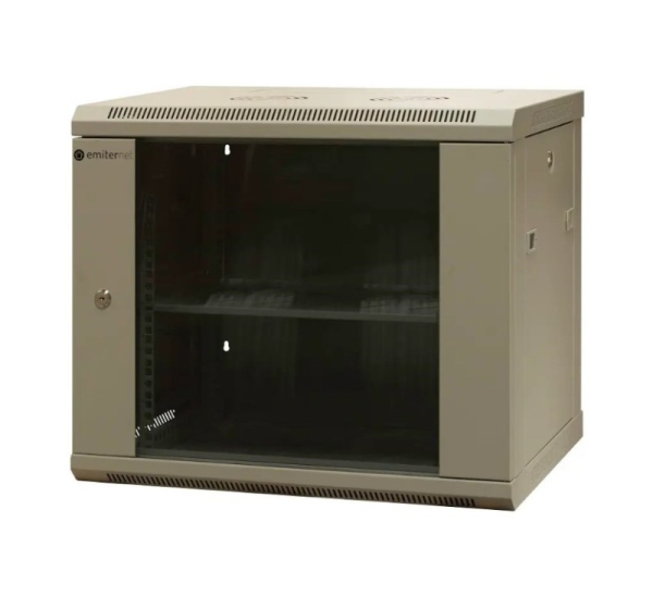 EMITERNET Separate wall-mounted cabinet 19'' 9U, unassembled, sheet metal/glass door, 600x450x500mm width/depth/height. EM/AS6409X