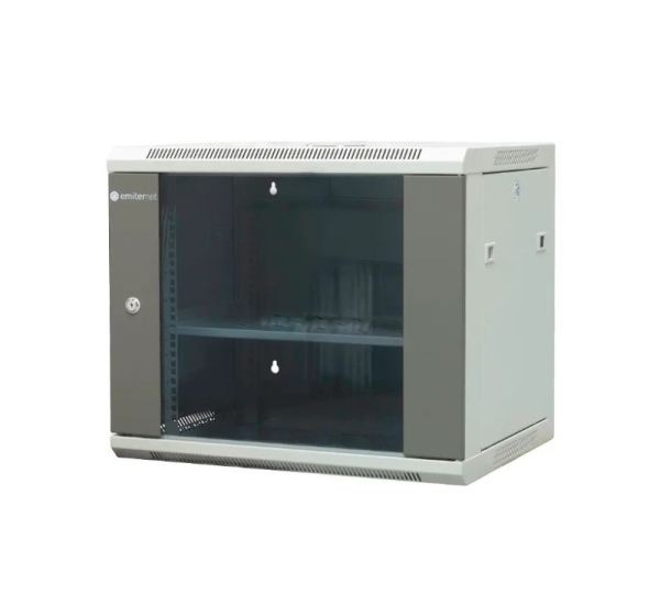 EMITERNET Separate hanging cabinet 19" 9U, sheet metal/glass doors, 600×450×500mm width/depth/height EM/AP6409