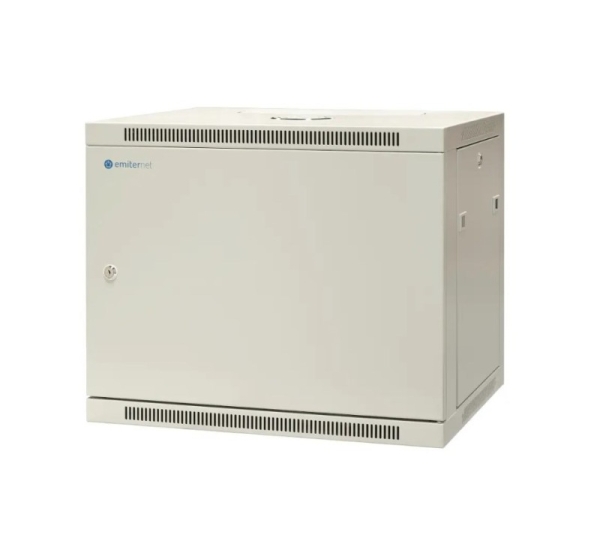 EMITERNET Single hanging cabinet 19'' 9U, full sheet metal door, 600×450×500mm width/depth/height. EM/AP6409-B