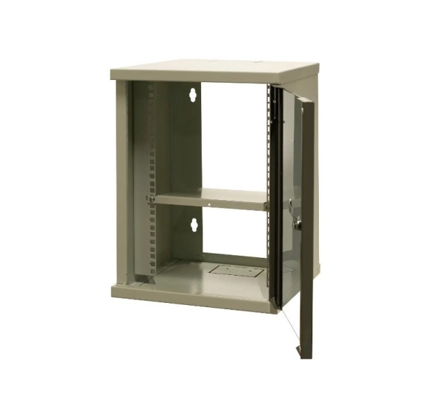 EMITERNET Single hanging cabinet 10'' 9U, sheet metal/glass doors, 325×330x445mm (width/depth/height) EM/SOHO-9U