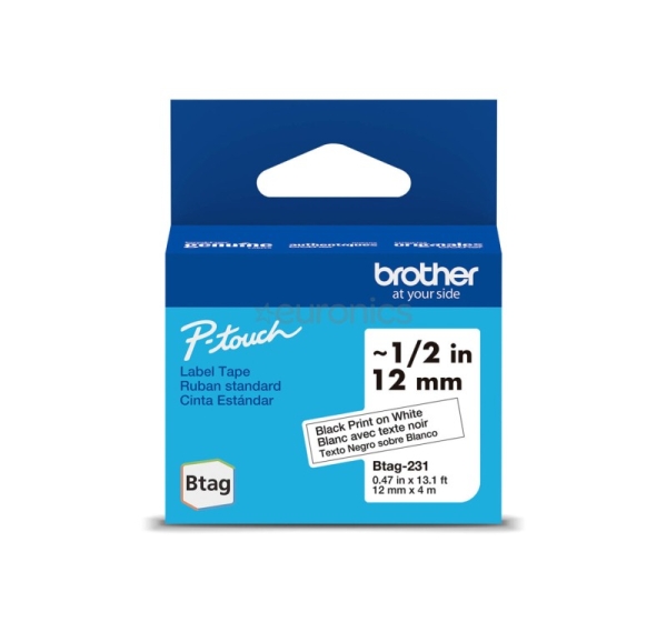 Brother Btag 231, 4m, black/white - Label tape
