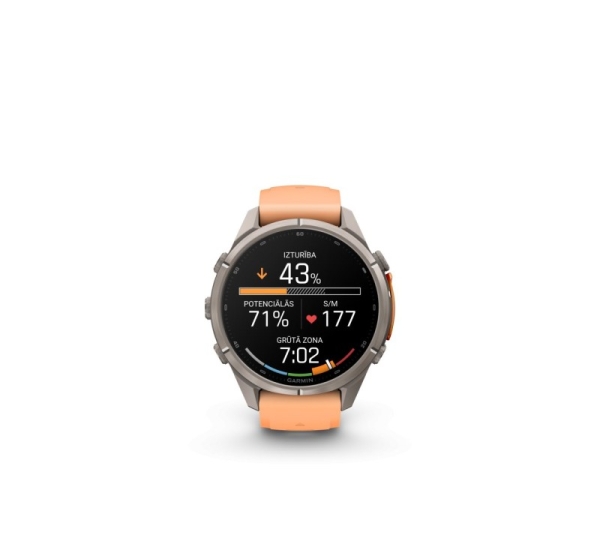 Garmin   Fenix 9 Pro – inReach, 43mm, Titanium with Shell Pink/Autumn Orange Silicone Band