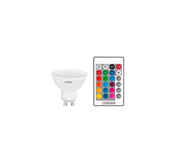 LED Daudzkrāsaina spuldze ar pulti GU10, 120°, 2.9W, 250lm, 2700K+RGB
