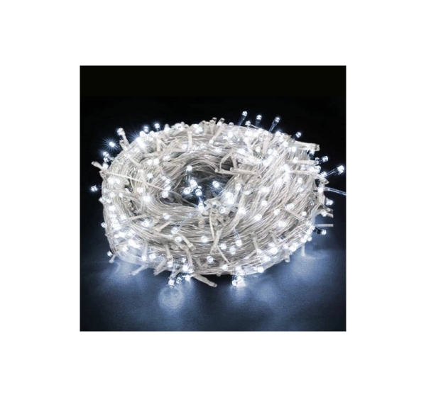 LED Ziemassvētku virtene 5m, auksti balta + FLASH, 220V, IP44, 50 LED