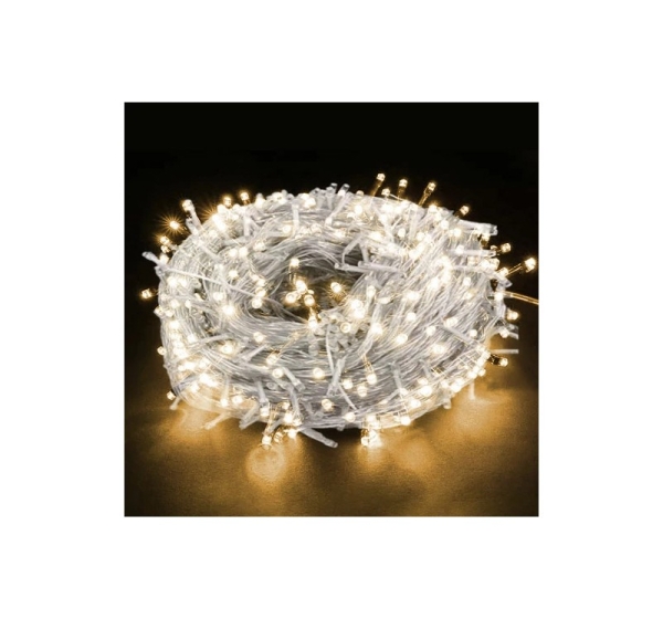 LED Ziemassvētku virtene 5m, silti balta + FLASH, 220V, IP44, 50 LED