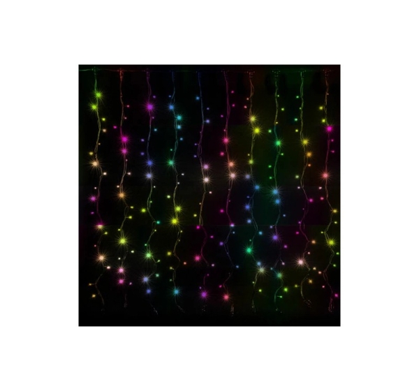 Ziemassvētku virtene - aizkari 3x3m, daudzkrāsaina, 220V, IP44, 300LED