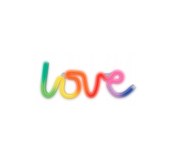 LED Neona gaismas izkārtne - love, ar pulti, daudzkrāsains