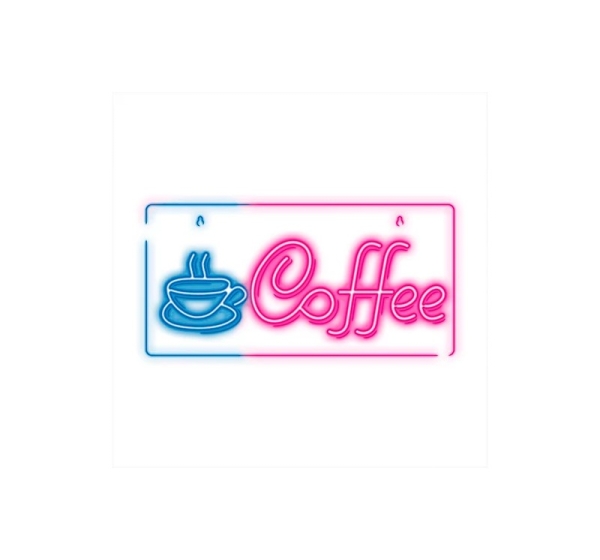 LED Neona gaismas izkārtne - COFFEE, rozā zils
