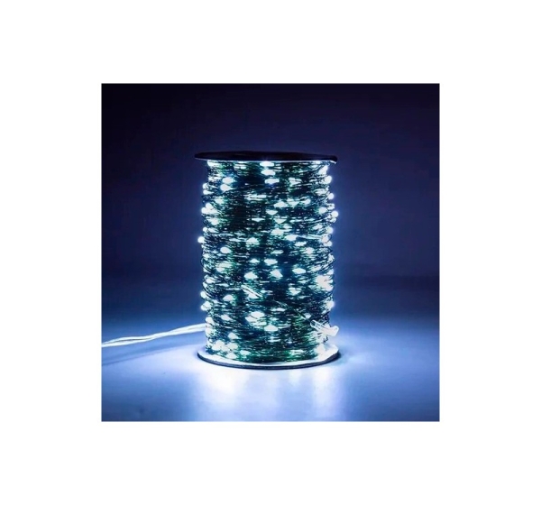 LED Ziemassvētku diožu virtene 200m uz vara stieples RASA ar pulti, 2000LED, balta, IP44