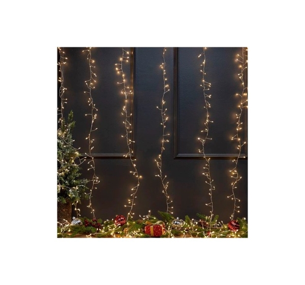LED Ziemassvētku virtene - aizkari vara stieple, 3x3m, silti balts, 31V, IP44, 1200LED