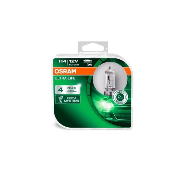 Halogēna spuldzes H4, 12V, 60/55W, ULTRA LIFE sērija