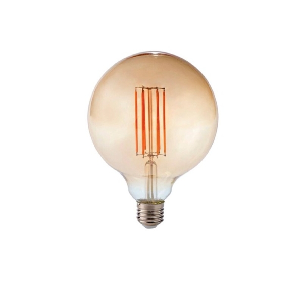 LED Dimmējama filamenta spuldze E27, G125, 12W, 1320lm, 3000K, 360°, amber