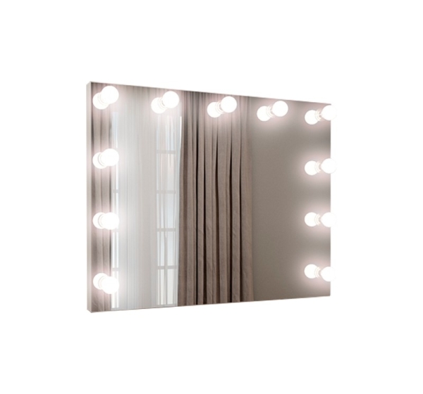 Spogulis ar LED lampiņām 120 x 80 cm, 3000K - silti balts, 12xE14