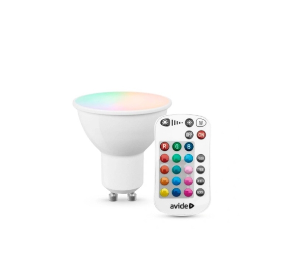 LED Daudzkrāsaina spuldze ar pulti GU10, 2.9W, RGB+2700K, 230Lm, 120°