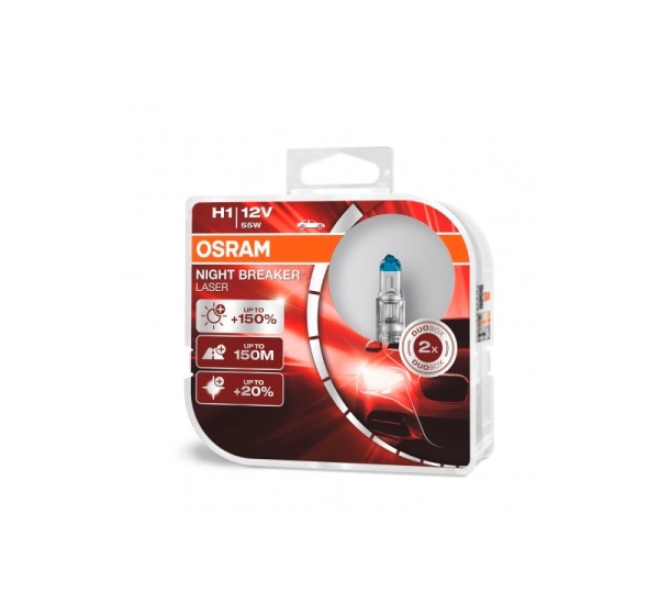 Halogēna spuldzes H1, 12V, 55W, 3400K, NIGHT BREAKER LASER sērija