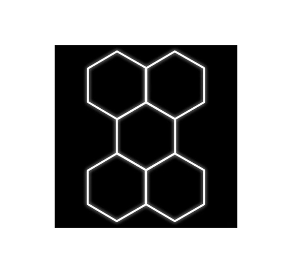 Hexagon gaismekļu komplekts, 5 gab., ar aksesuāriem, 192W, 6000K, IP20, 23040 Lm