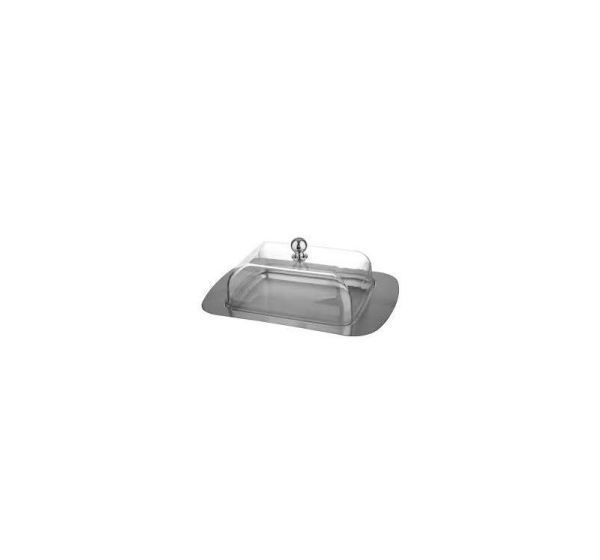 Square butter dish with plastic lid - stainless steel, 19 cm x 12 cm x 7 cm, KH 4027