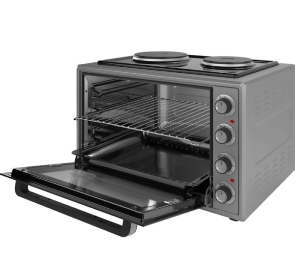 Elektriskā cepeškrāsns ar plīts virsmām, 70L, 2000W, plīts virsmas 1000+1500W, pelēka, 70552, ELITE