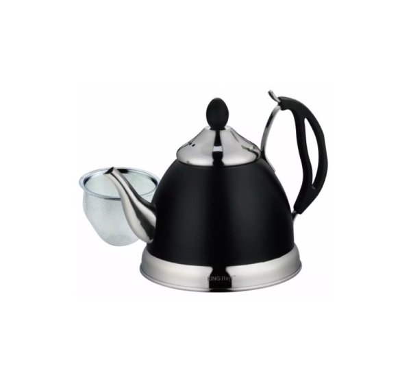 Teapot with strainer, 1l steel, black Kinghoff KH 1538