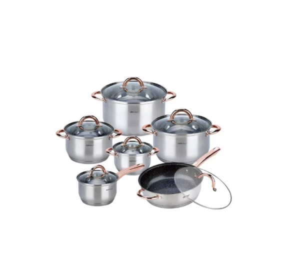 Set of pots, 12 pieces, rose gold color KINGHoff KH 1766