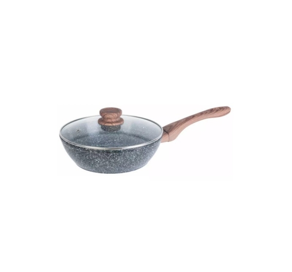 Wok cковорода с крышкой, алюминиевая, серая мраморная Ø24 см Kinghoff KH 1583