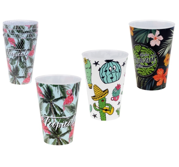 Plastic cups set, 4 pcs, 400 ml, 8.5 x 8.5 x 15, 70227, Simple Solution