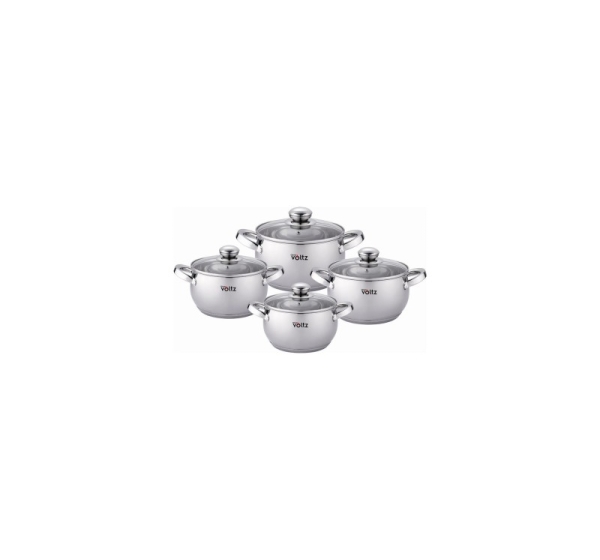 Pot set Voltz OV51210G8B, 18/20/22/24cm./=2.7/3.7/5.1/6.5l., Stainless steel