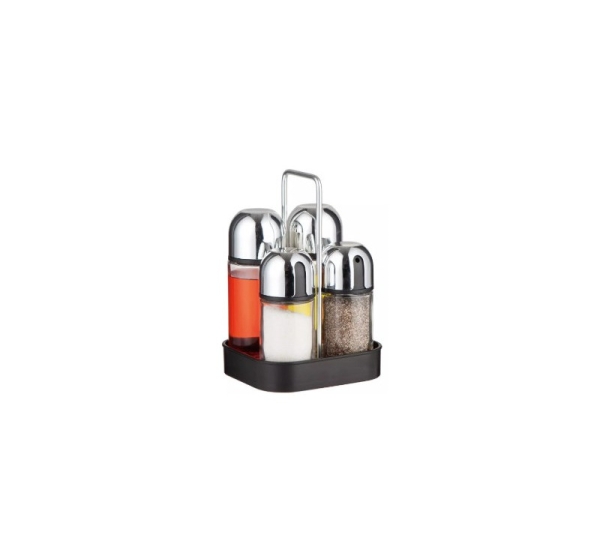 KingHoff 5-piece glass and steel table spice set, 160ml, KH 1647