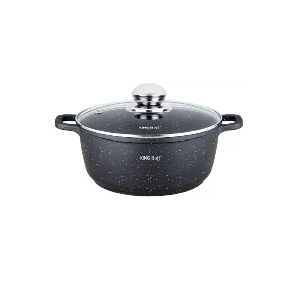 Pot with marble coating, Ø22x9.9 cm 3.3l black Kinghoff, KH 1594