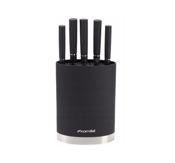 Knife set with stand, 6 pcs, 7620, Kamille