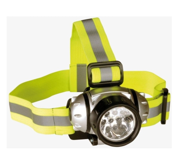 Headlamp with 10 LEDs, silver/black, 4002626, Heitech