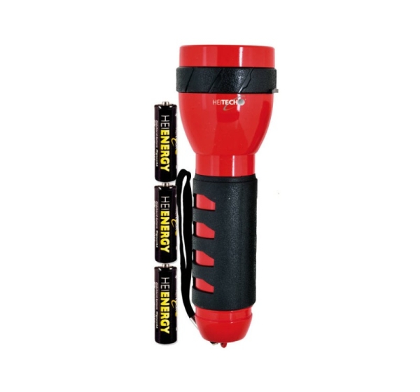 Red flashlight with 9 LEDs, length 19 cm, 4003558, Heitech