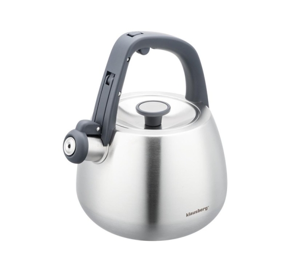 Stainless steel kettle with whistle, brushed silver, capacity 2.5 l, Klausberg, KB 7773