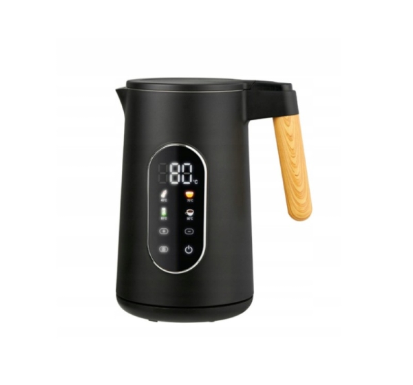 Glass electric kettle 1.7L (black), 2200W, 1714, KAMILLE