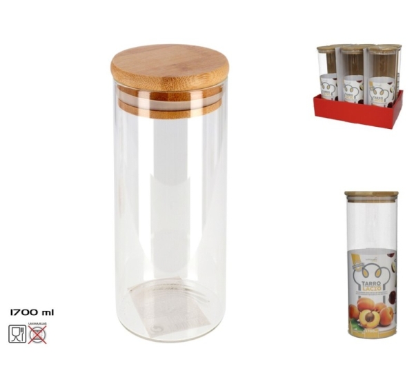 Банка из боросиликатного стекла 1700 мл, 28 × 10 × 10 см, KITCHEN&GO