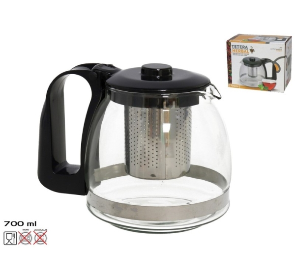 Glass Teapot With Filter, 700 ML, Herbal, 11 X 12,5 X 16 cm, KITCHEN&GO
