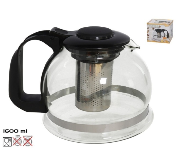 Glass Teapot With Filter 1600 ML, 14,5 X 20 X 15,5 Cm, KITCHEN&GO