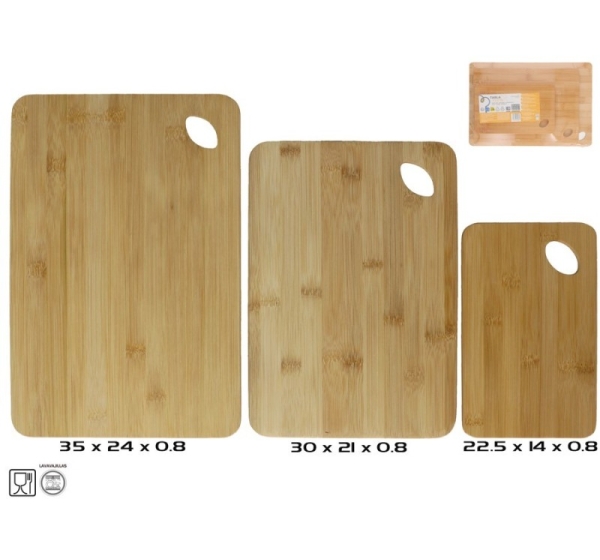 Cutting Board X3 22,5X14X0,8/30X21X0,8/35X24X0,8 Cm, KITCHEN&GO