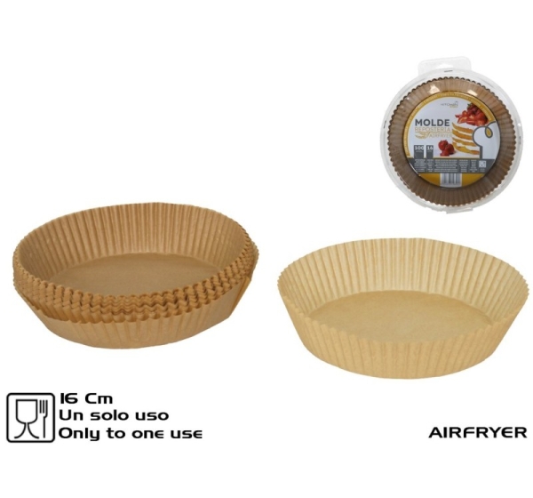 Gaisa fritiera papīra cepamforma 16 cm (100 gab.), 4,5 x 19 x 19 cm, KITCHEN&GO