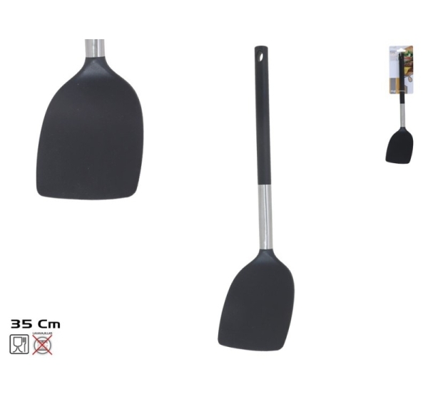 Flat Kitchen Spatula Black Steel Togo, 35 X 8 X 7 Cm, KITCHEN&GO