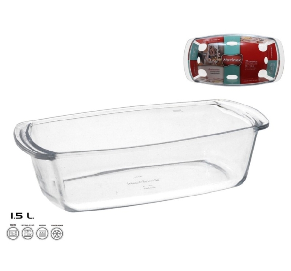 Rectangular baking dish 27X14X7 Cm 1.5L, MARINEX. Made in Brasil