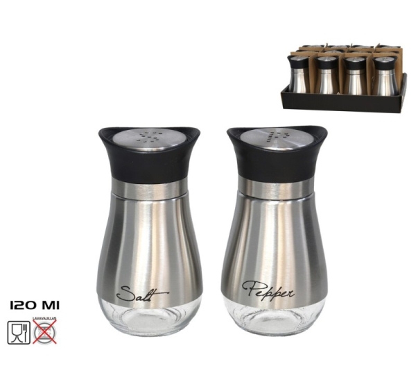 Stainless steel salt shaker, 120Ml, 11 X 6 X 6 Cm, KITCHEN&GO