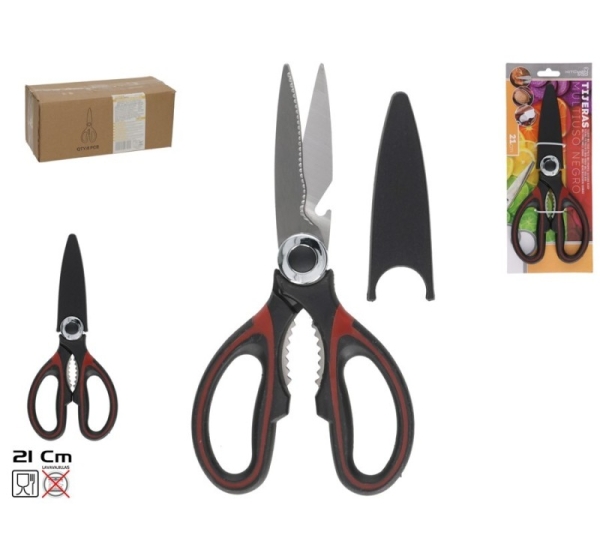 Kitchen scissors, Black, 21 X 8 X 1,5 Cm, KITCHEN&GO